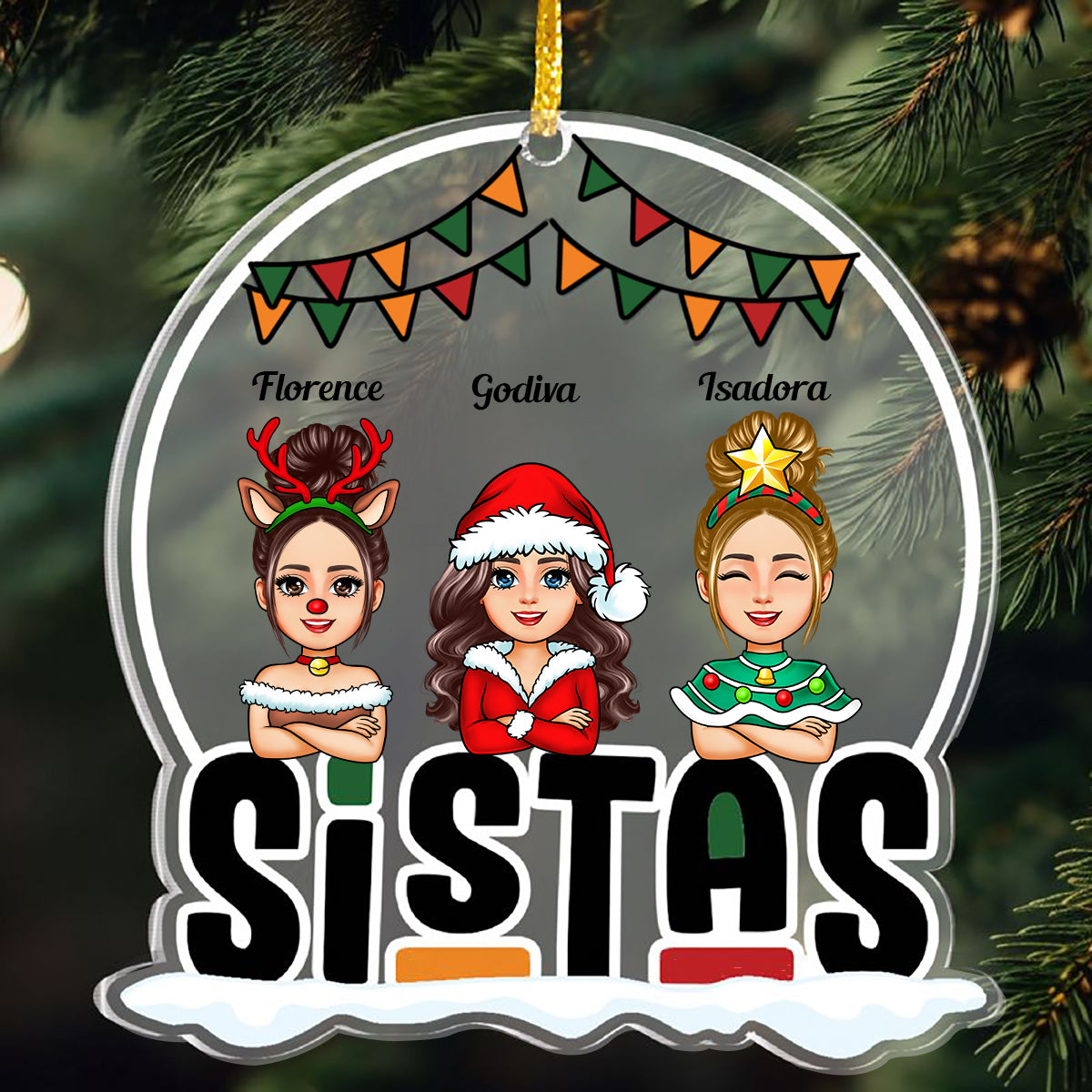 Sistas Forever - Personalized Shaped Ornament - Christmas Gift For Sisters, Bestie, Friends