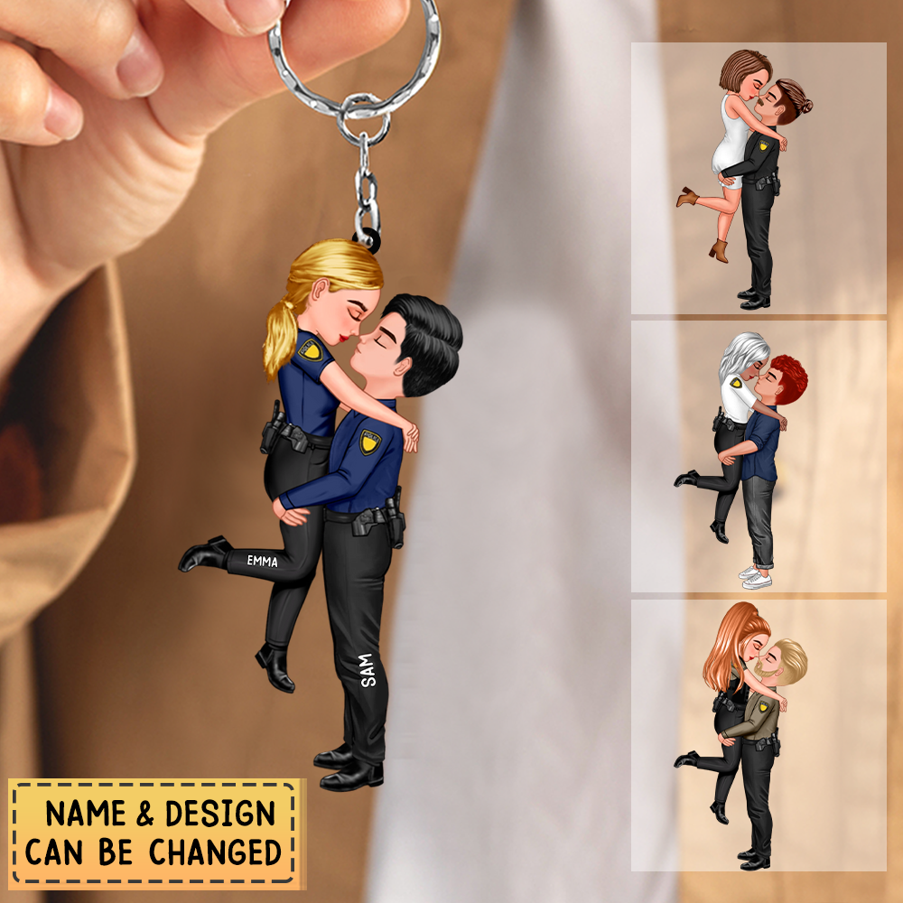 Personalized Couple Police Acrylic Keychain