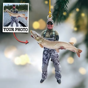 Custom Photo Ornament Gift For Fishing Lovers - Gift For Fisherman - Custom Upload Photo Fisherman